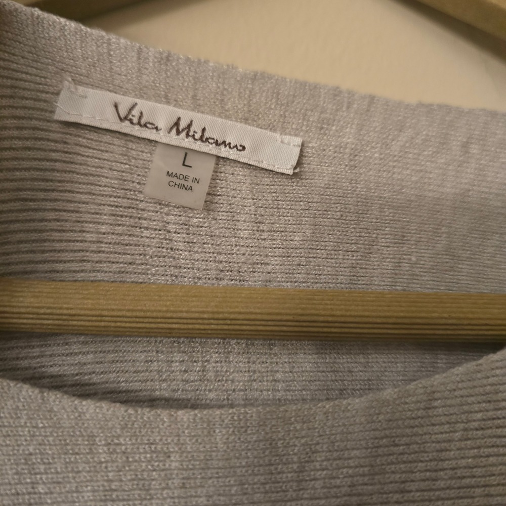 Vila Milano Women's Light Gray Ribbed Button Back Sweater Dolman Sleeve Size L - Picture 4 of 4